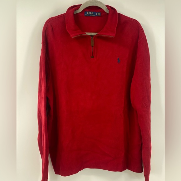 Polo Ralph Lauren Other - Polo Ralph Lauren Sweater Mens XL Red Pullover Mock Neck 1/4 Zip